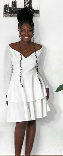 White flared dress