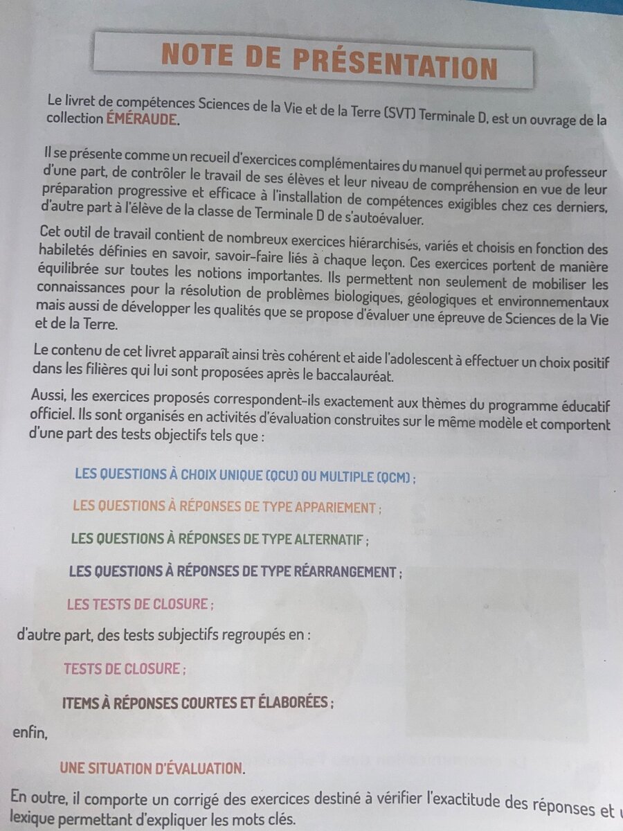 Livret d SVT