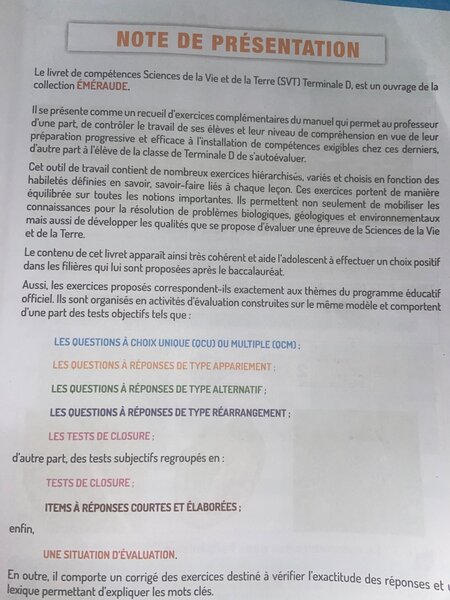 Livret d SVT