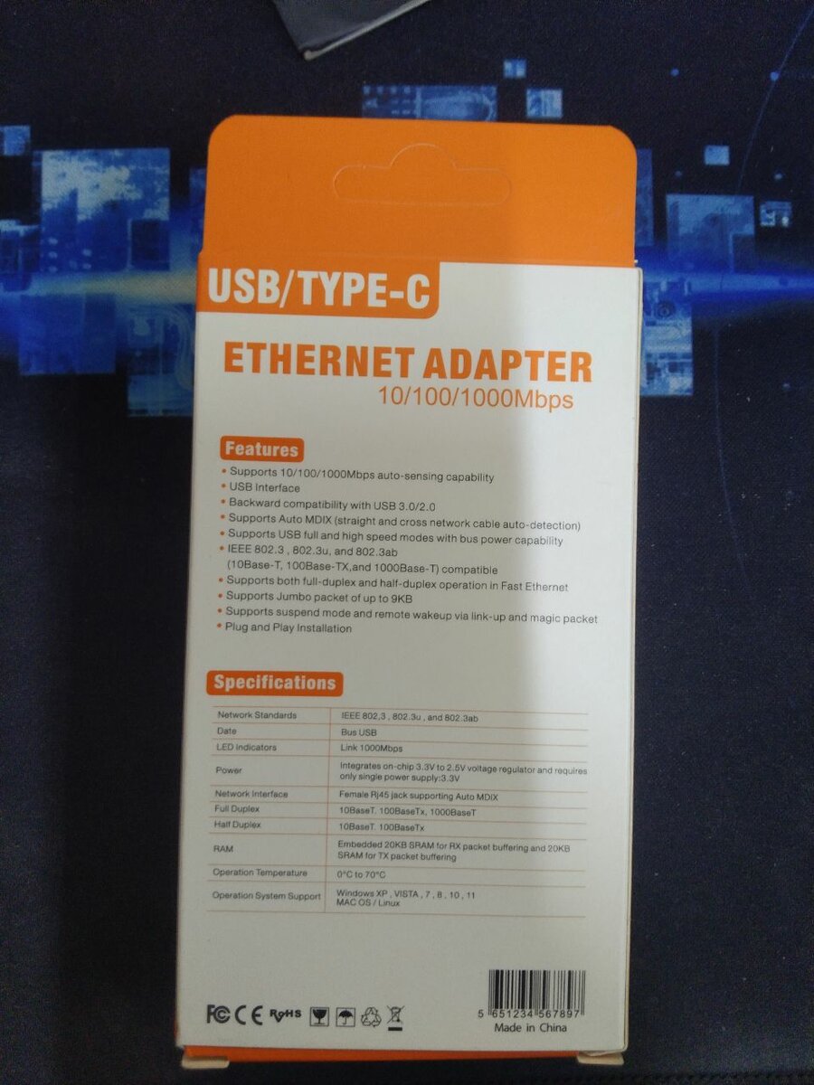 Adaptateur Ethernet USB Type-C