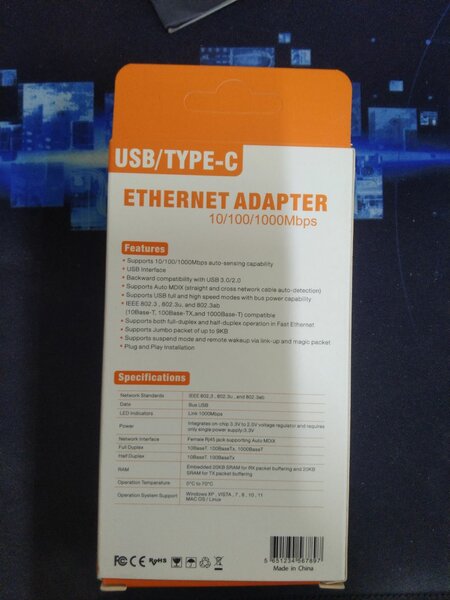 Adaptateur Ethernet USB Type-C