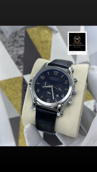 Montre mont-blanc authentique bracelet en cuir et en acier