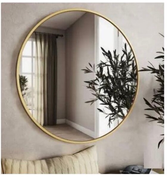 Miroir rond avec cadre doré