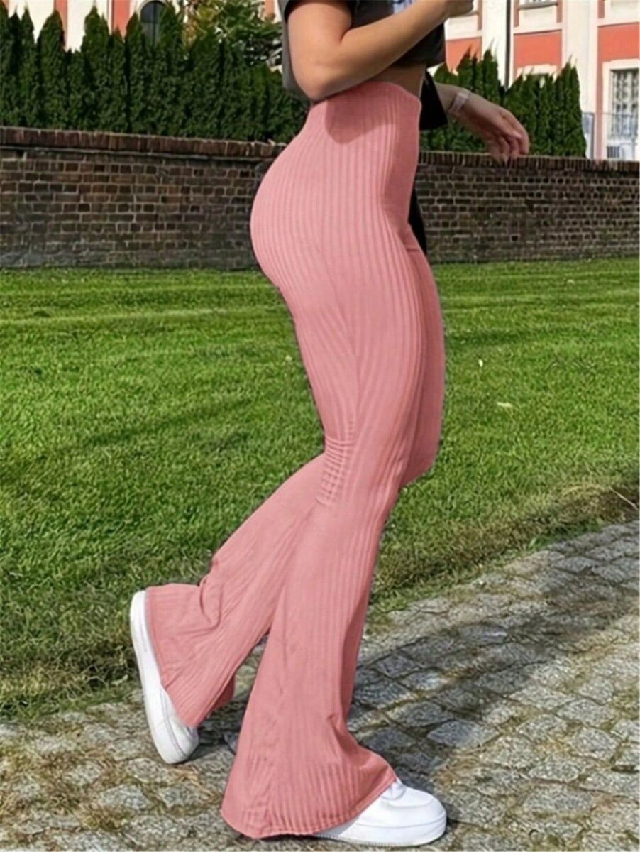 Pantalon Évasé Rose Femme