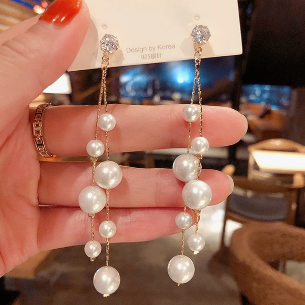 Boucles d'oreilles pendantes perles