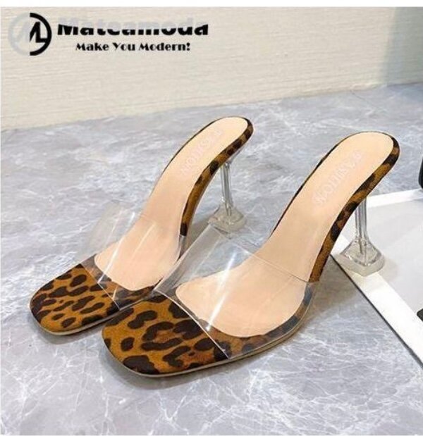 Mules transparentes léopard