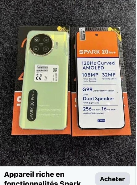 Téléphone portable Spark 20 Pro+ 256 Go