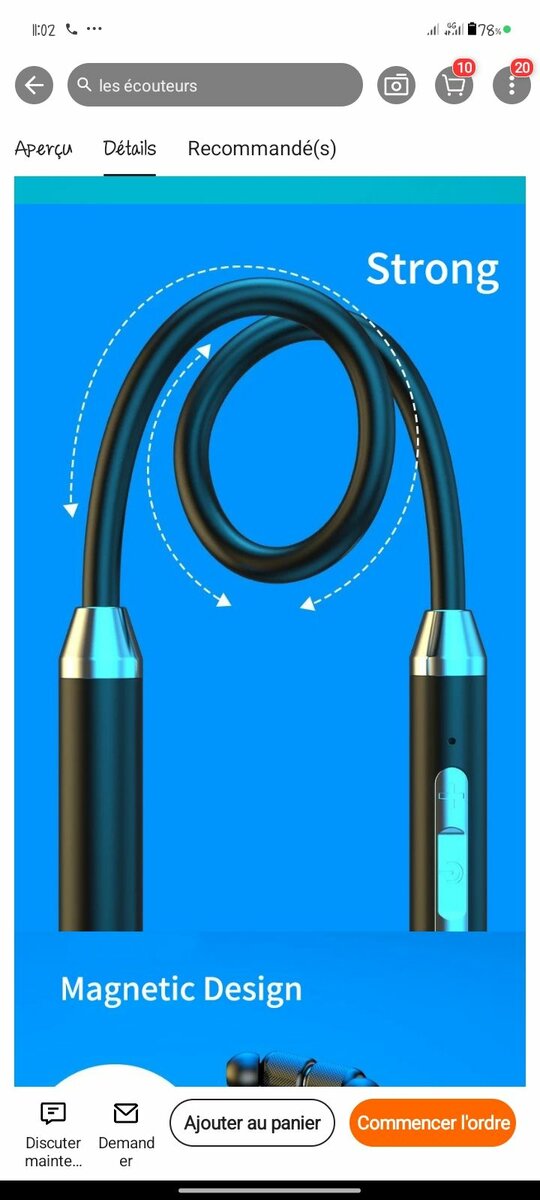 Écouteurs à tour de cou