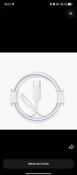 Câble USB-C vers Lightning