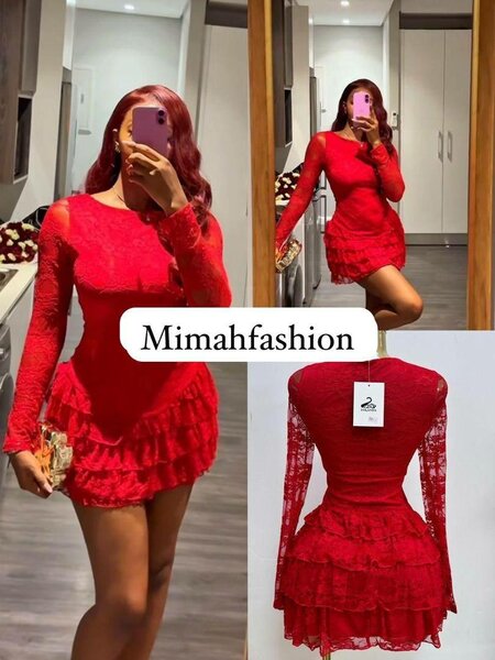 Robe en Dentelle Rouge Chic