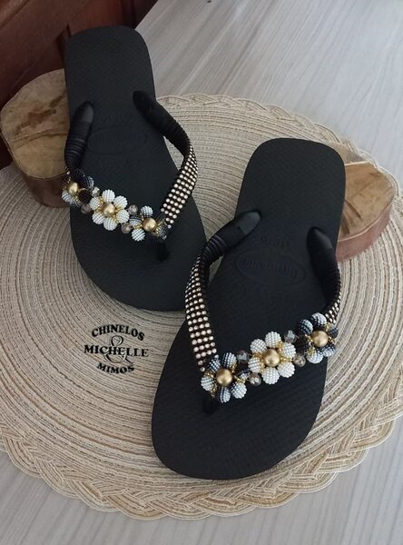 Sandales plates en perles pour femmes