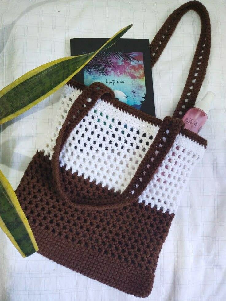 Sac en crochet bicolore