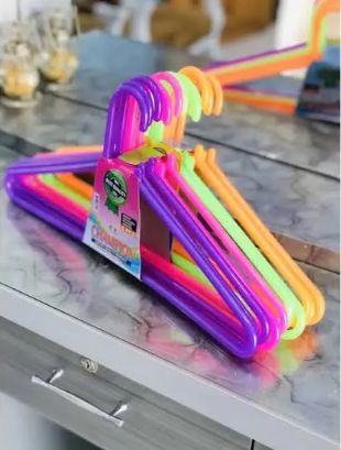 Pure Plastic Large Hangers [with Tie Holder] 16 Inch (Pack of 6 and 12)