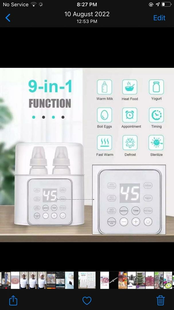 Bottle warmer and steriliser