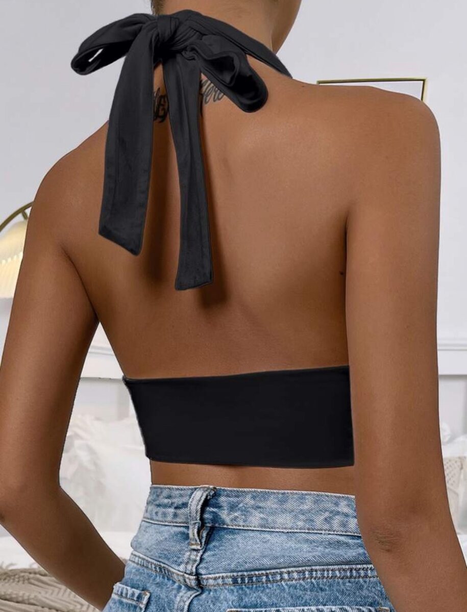 Haut dos nu noir élégant