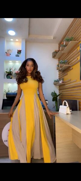 Robe Longue Évasée Jaune