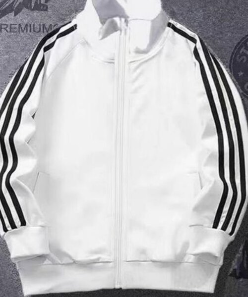 Veste sportive blanche à bandes