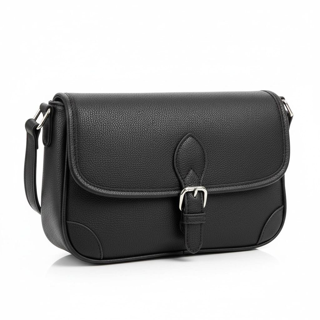 Sac bandoulière en cuir noir