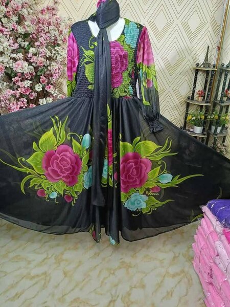 Beautiful floral print Stitched fork & dupata