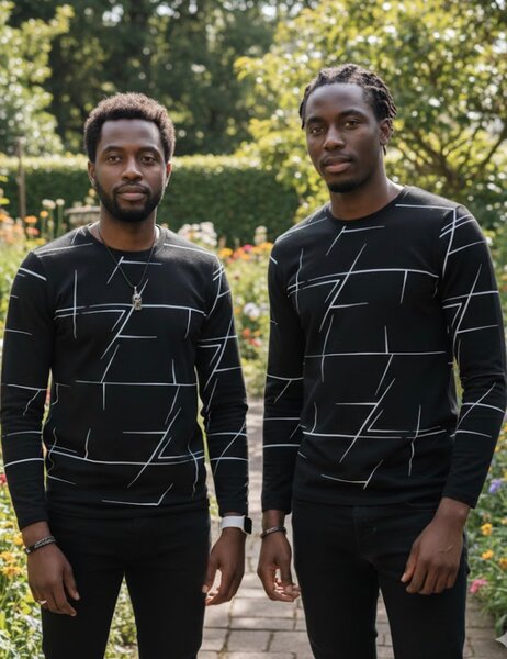 Sweat-shirt noir à motifs géométriques