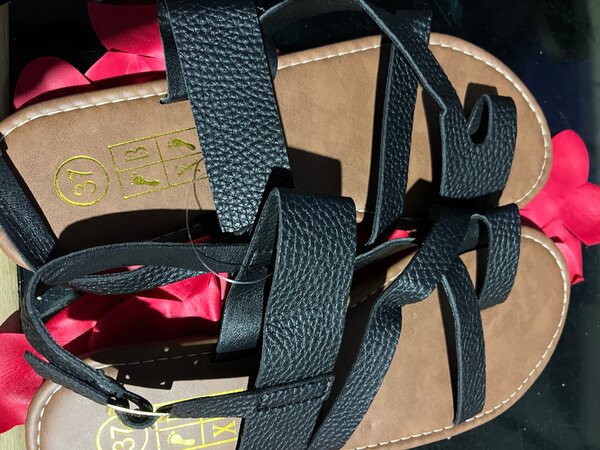 Sandales en cuir noir