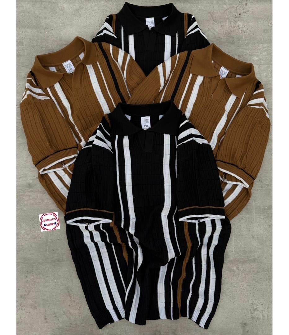 Pull rayé à col polo