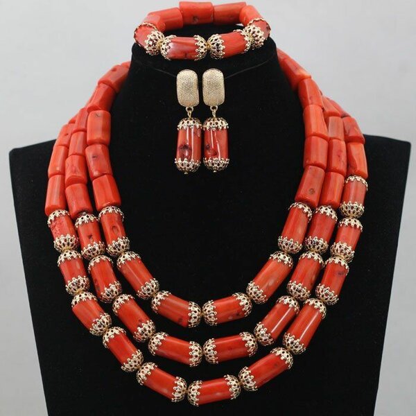 Coral beaded Set