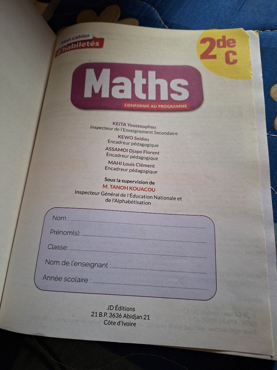 Cahier d'exercices Maths 2ndeC