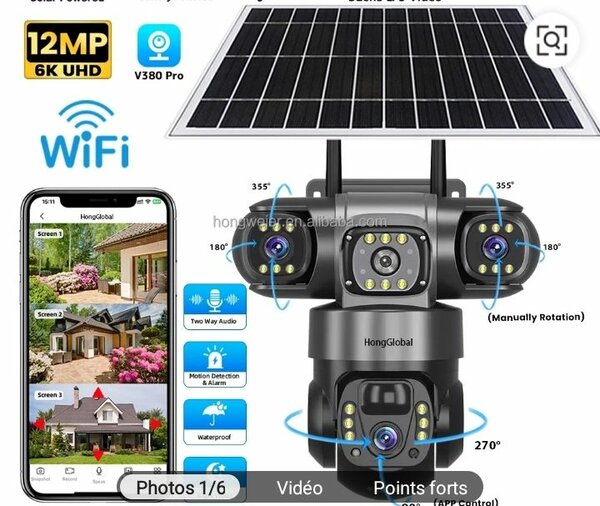 Caméra de sécurité solaire WiFi 12MP