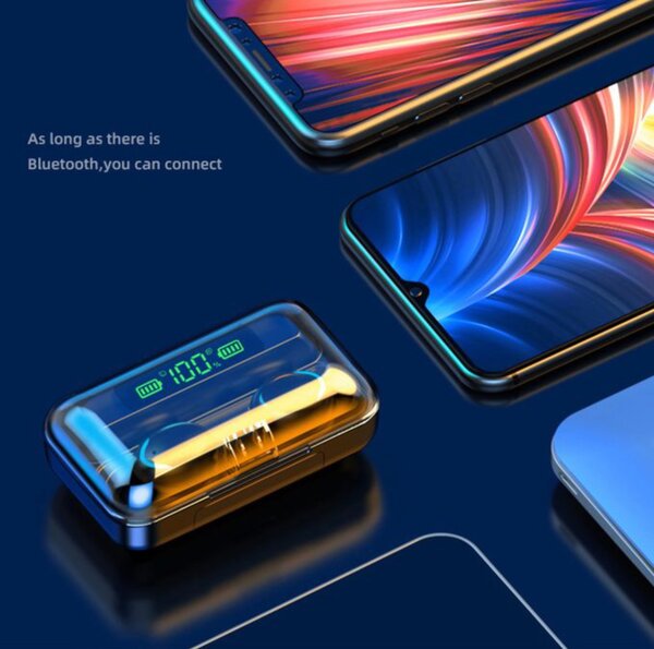 Bluetooth earbuds with PowerBank F9 Black