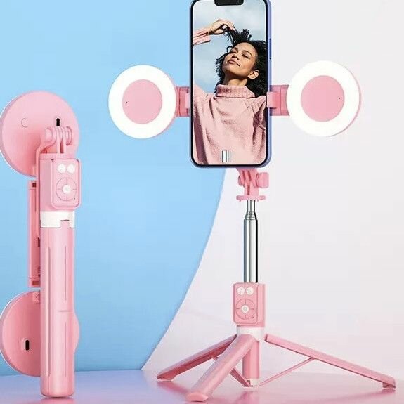 Trépied selfie avec anneaux LED