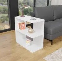 MULTIPURPOSE MODERN SOFA SIDE TABLE COFFEE TABLE WITH STORAGE SHELF FOR LIVING ROOM (24L x 12W x 24H)