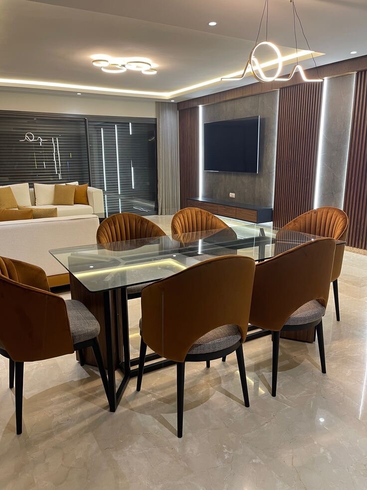 Table à manger moderne en verre