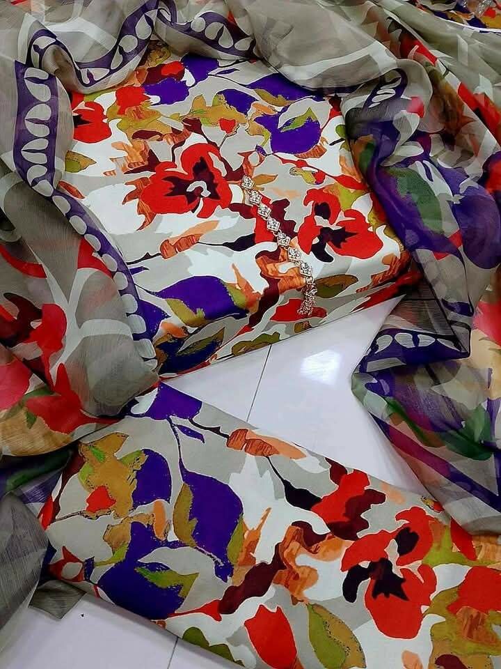 Printed lawn suit