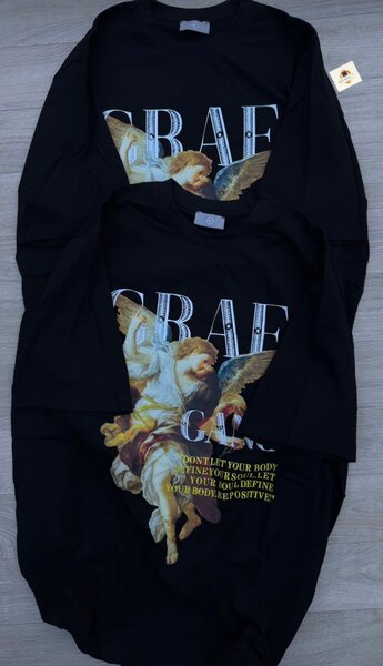 T-shirt noir ange imprimé