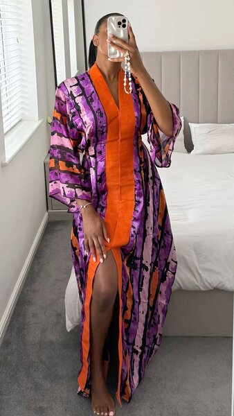 Robe Caftan Impression Colorée