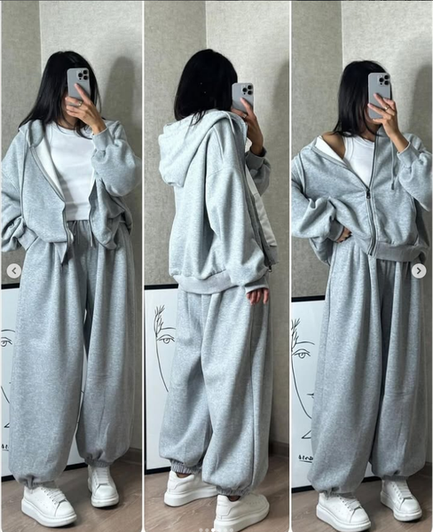 Женский серый спортивный костюм