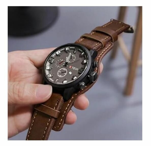 Men's high quality leather strap watch