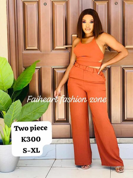 Women's set, orange short top and pants S-XL