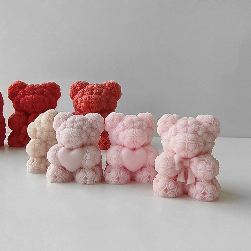 Big teddy bear with bow candle mould