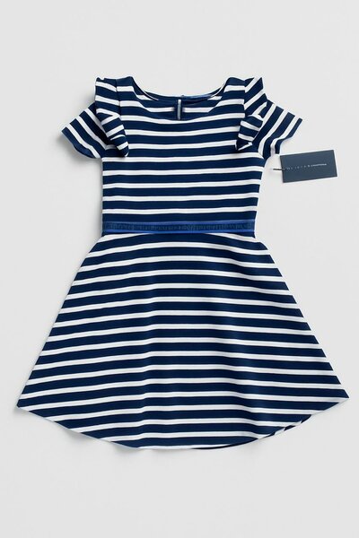 Robe marine à rayures fille