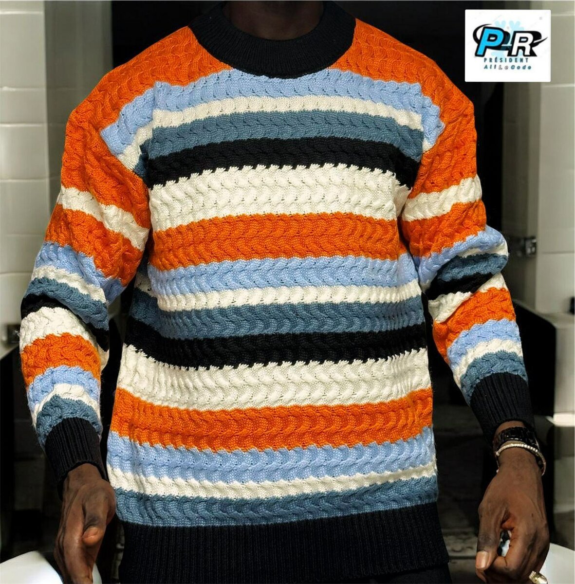 Pull rayé coloré pour homme