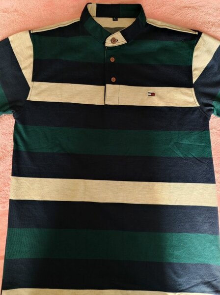 Polo rayé col boutonné homme