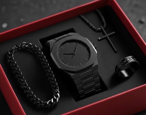 Montre Homme Luxe avec Chaîne et Alliance