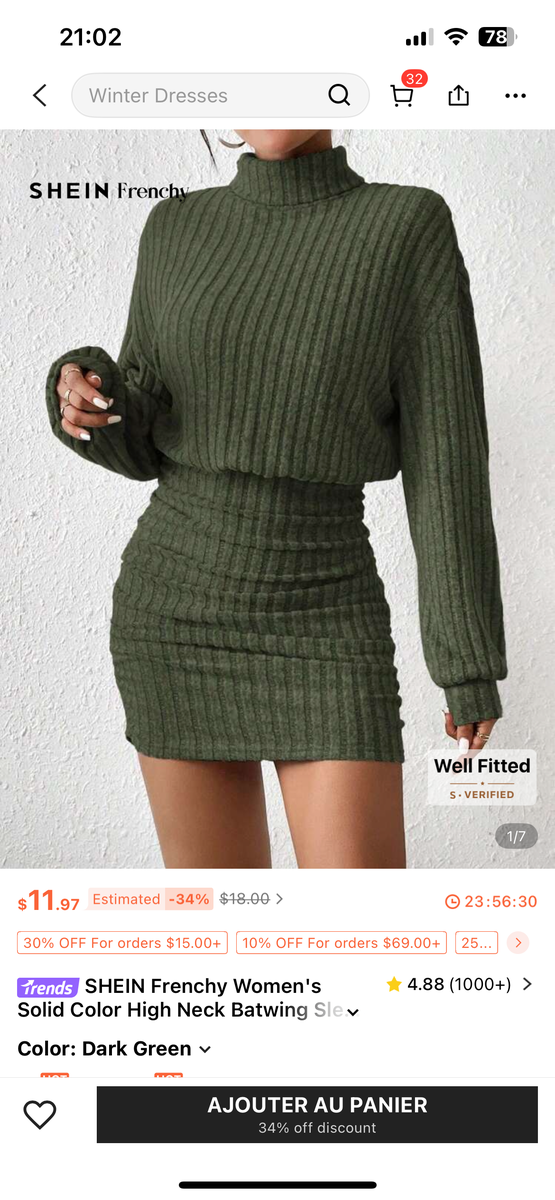 Robe Femme Côtelée Manche Longue