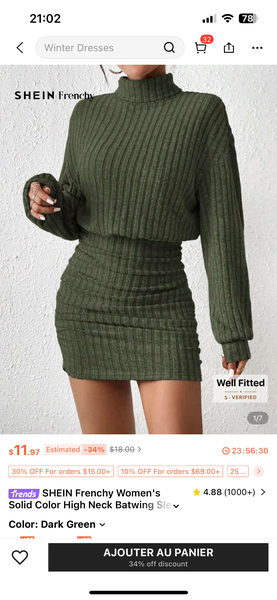 Robe Femme Côtelée Manche Longue