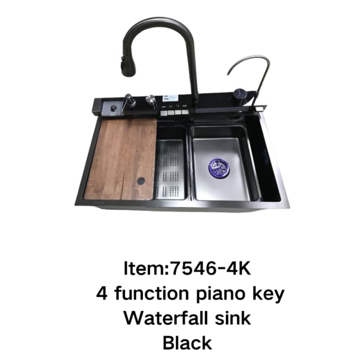 Évier Cascade 4 Fonctions Noir