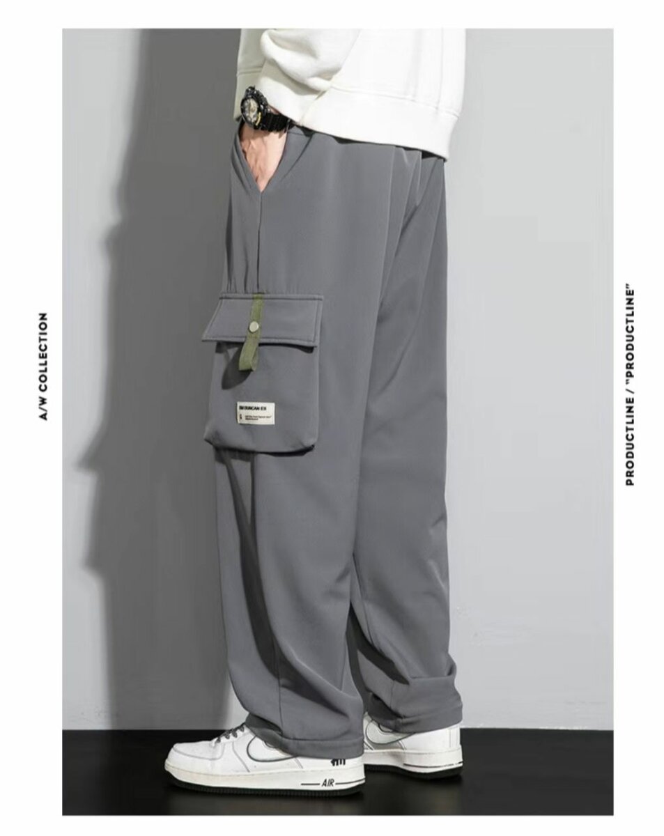 Новый серый комбинезон мужской осенне-зимний свободный прям