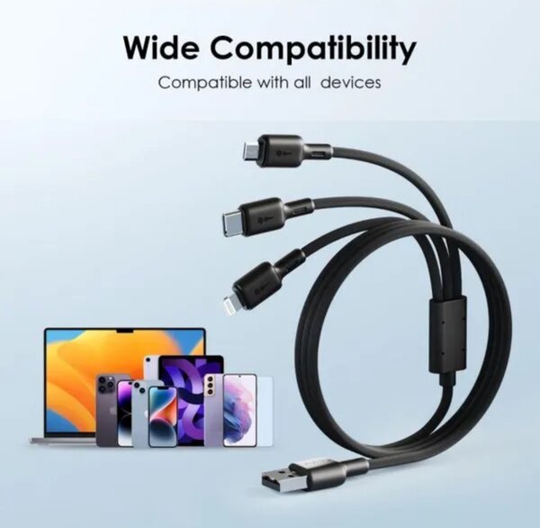 oraimo Câble 3 en 1 - Duraline 3 - 1.2M 3A Tout Marque