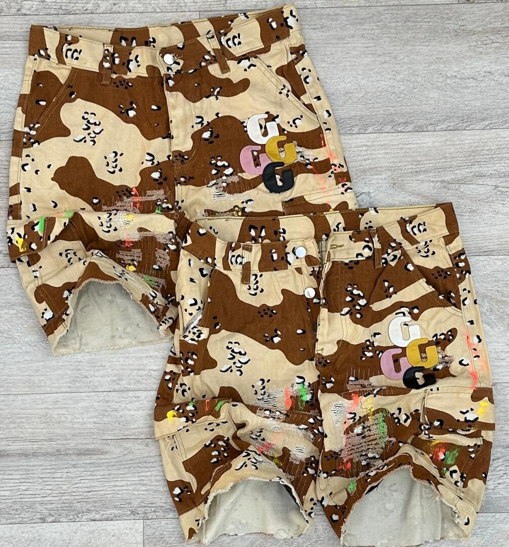 Shorts en jean imprimé